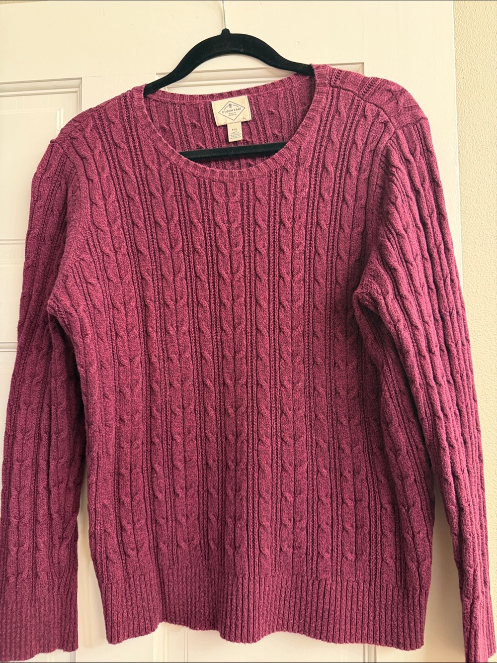 St. John's Bay Cable Knit Crewneck Sweater - Raspberry